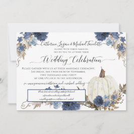 Navy Floral Pumpkin Rustic Wedding Celebration Einladung
