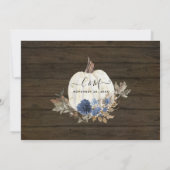 Navy Floral Pumpkin Rustic Wedding Celebration Einladung (Rückseite)