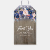 Navy Floral Rustic Geschenkanhänger (Vorderseite)