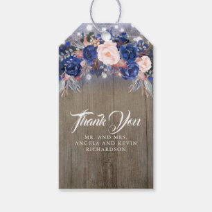 Navy Floral Rustic Geschenkanhänger