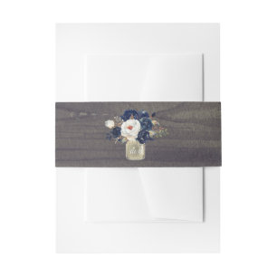 Navy Floral Rustic Mason Jar Einladungsbanderole