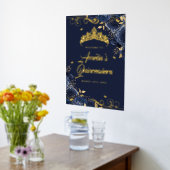 Navy Floral Swirl Quinceanera Willkommenszeichen G Foliendrucke (Ablage(Küche))