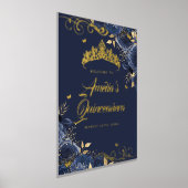 Navy Floral Swirl Quinceanera Willkommenszeichen G Foliendrucke (Ablage )