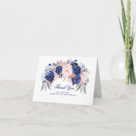 Navy Floral Wedding Vielen Dank Dankeskarte