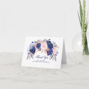 Navy Floral Wedding Vielen Dank Dankeskarte