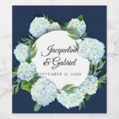 Navy Floral White Hydrangea Elegante Rustikale Hoc Weinetikett (Einzelnes Label)