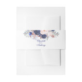Navy Florals Elegant Wedding Einladungsbanderole (Vorderseite Beispiel)