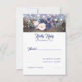 Navy Florals Rustic Wedding RSVP Karte (Vorderseite)