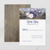 Navy Florals Rustic Wedding RSVP Karte (Vorne/Hinten)