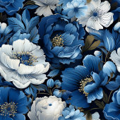 Navy Flowers Blue and White Table Runner Großer Tischläufer