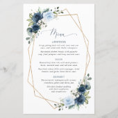 Navy Flowers, Blue Flowers, Bridal Shower Menu (Vorderseite)