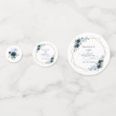 Navy Flowers, Blue Flowers, Greenery, Birthday Konfetti (Rückseiten)