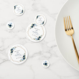 Navy Flowers, Blue Flowers, Greenery, Birthday Konfetti