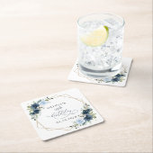 Navy Flowers, Blue Flowers, Greenery, Birthday Rechteckiger Pappuntersetzer (Vor Ort)