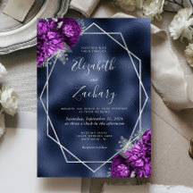 Navy Foil Lila Silver Floral Wedding