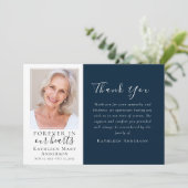 Navy Forever in Our Hearts Foto Beerdigung Dankeskarte (Stehend Vorderseite)