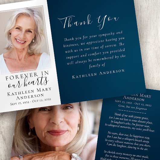 Navy Forever in Our Hearts Foto Beerdigung Dankeskarte
