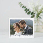 Navy Forever Thankful Wedding Foto Vielen Dank Postkarte (Stehend Vorderseite)