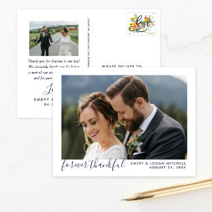 Navy Forever Thankful Wedding Foto Vielen Dank Postkarte