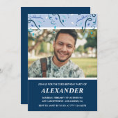 Navy Foto 23. Geburtstag Einladungen Mann (Vorne/Hinten)