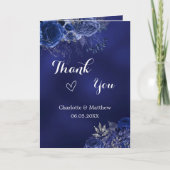 Navy Foto Blume Hochzeit danke Karte (Vorderseite)