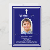 Navy Foto Bogen Erste Heilige Kommune Einladung (Vorderseite)