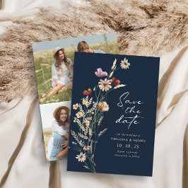 Navy Foto Boho Save the Date Flat Card