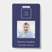 Navy Foto Name QR Geschäftslogo Ausweis (Front)
