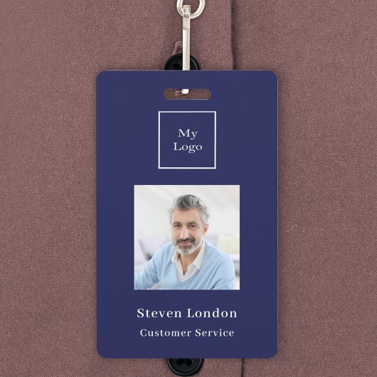 Navy Foto Name QR Geschäftslogo Ausweis