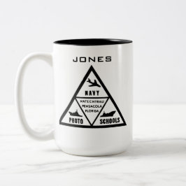 NAVY FOTO SCHOOL LOGO IN B&W ZWEIFARBIGE TASSE