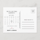 Navy Foto Wedding Save the Date Calendar Ankündigungspostkarte (Rückseite)