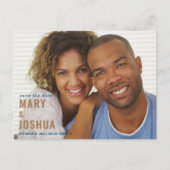 Navy Foto Wedding Save the Date Calendar Ankündigungspostkarte (Vorderseite)