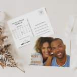 Navy Foto Wedding Save the Date Calendar Ankündigungspostkarte<br><div class="desc">Diese Foto Hochzeit der Marine speichern das Datum der Ankündigung Postkarte ist perfekt für eine rustikale Hochzeit. Das Design besticht durch einen eleganten braunen Schriftart</div>