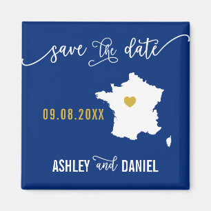 Navy France Hochzeit Speichern Sie die Datumskarte Magnet