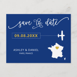 Navy France Hochzeit Speichern Sie die Datumskarte Postkarte