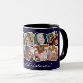 Navy Frohe Weihnachten 10 Foto Collage Tasse (VorderseiteRechts)