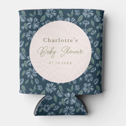 Navy Frost Blümchen Blütendusche Dosenkühler (Vorderseite)