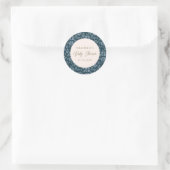Navy Frost Blümchen Blütendusche Runder Aufkleber (Tasche)