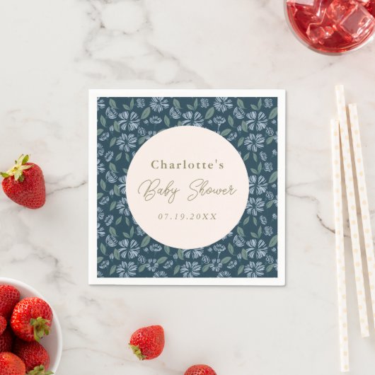 Navy Frost Blümchen Blütendusche Serviette (Beispiel)