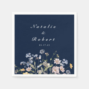Navy Frühlings-Wildblumenwiese-Garten-Hochzeit  Se Serviette