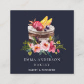 NAVY FRUIT FLORAL CAKE PATISSERIE CUPCAKE BAKERY QUADRATISCHE VISITENKARTE (Vorderseite)