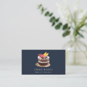 NAVY FRUIT FLORAL CAKE PATISSERIE CUPCAKE BAKERY VISITENKARTE (Stehend Vorderseite)