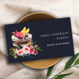 NAVY FRUIT FLORAL CAKE PATISSERIE CUPCAKE BAKERY VISITENKARTE