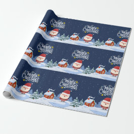 Navy Fun Santa Claus Illustriert Frohe Weihnachten Geschenkpapier