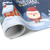 Navy Fun Santa Claus Illustriert Frohe Weihnachten Geschenkpapier (Rolleneckpunkt)