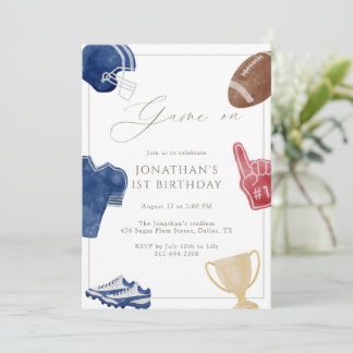 Navy Game On Football Birthday Einladung