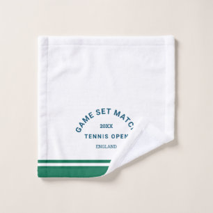 Navy Game Set Match Wappen Green Stripe Tennis Fac Waschlappen
