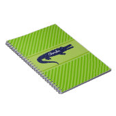 Navy Gator auf Green Diagonal Personalisiert Noteb Notizblock (Rechte Seite)