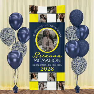 Navy & Gelb 9 Foto-Collage-Abschluss-Vinyl Banner
