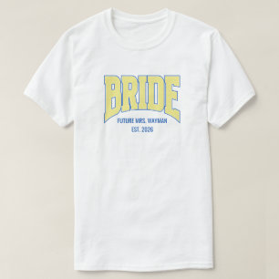 Navy + Gelber Kunst-Glitter BRAUT Verlobungs-Braut T-Shirt